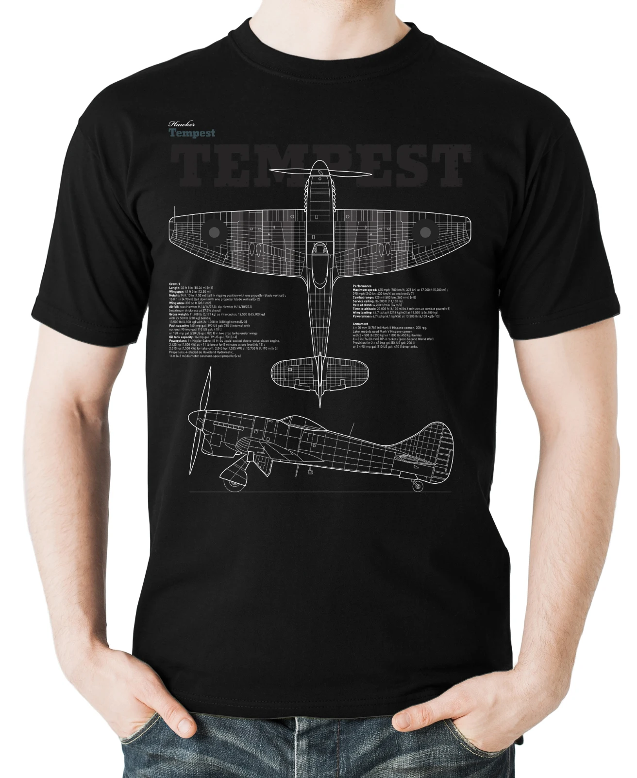 Aviation themed Hawker Tempest T-Shirt. Summer Cotton O-Neck Short Sleeve Mens T Shirt New S-3XL