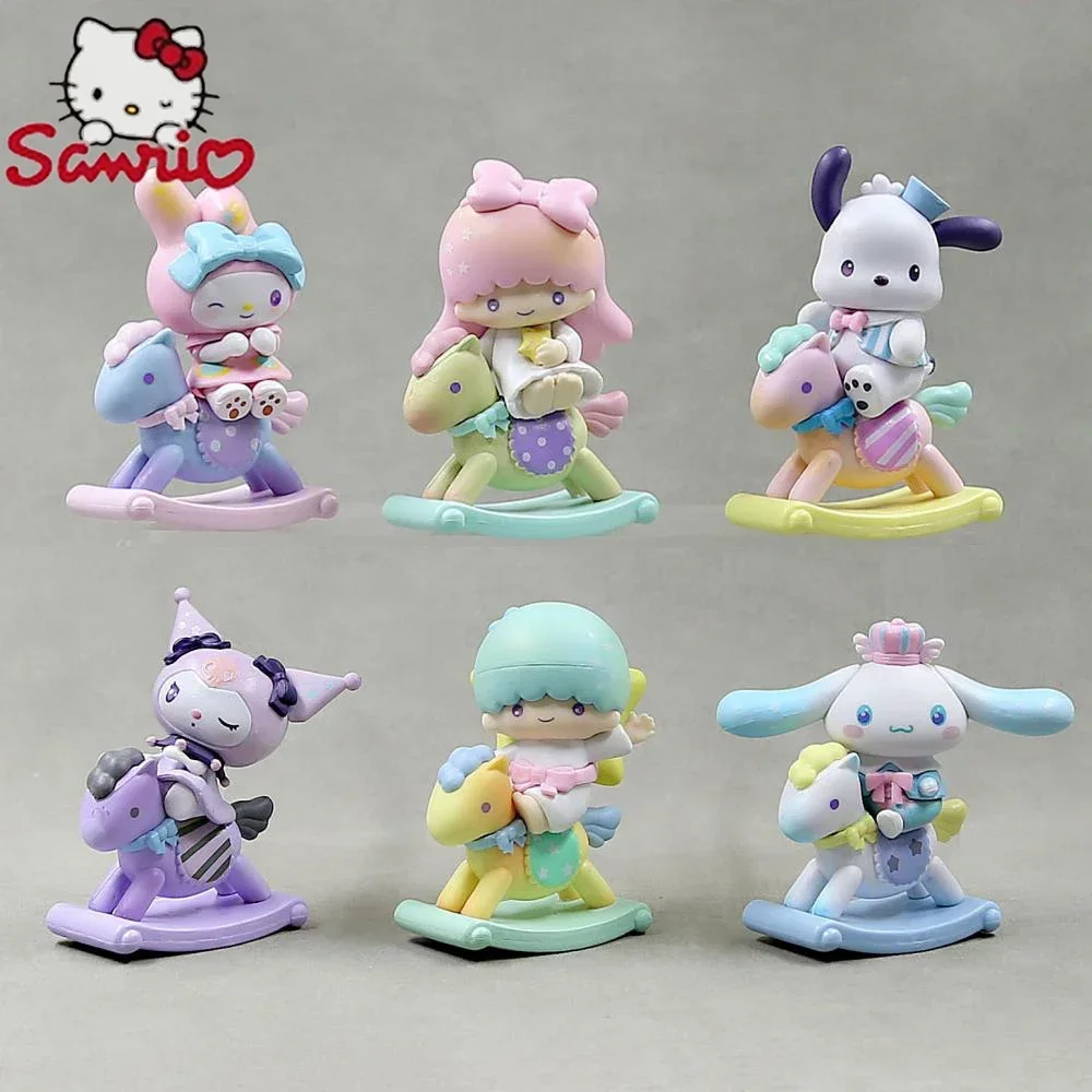 Sanrio ฟิกเกอร์ My Melody 10cm, ตัวการ์ตูนน่ารักๆ Cinnamoroll Kuromi Hello Kitty คอลเลกชันของเล่นสำหรับเด็ก