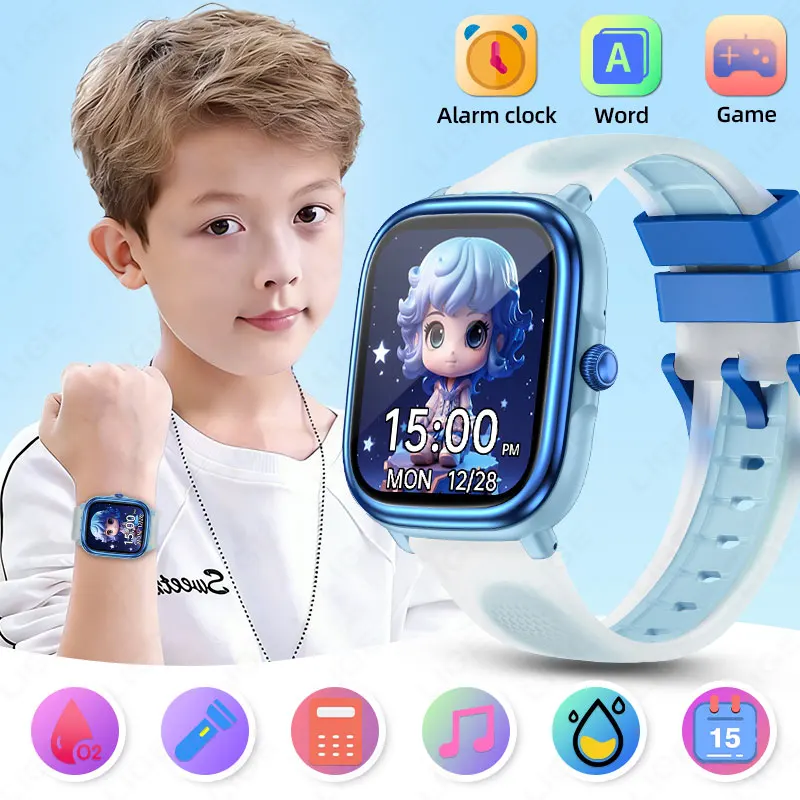LIGE New Child's Smartwatch Sports Light Health Monitor Local Music Children's Educational Learning Cards Boy Girls Smart Clock