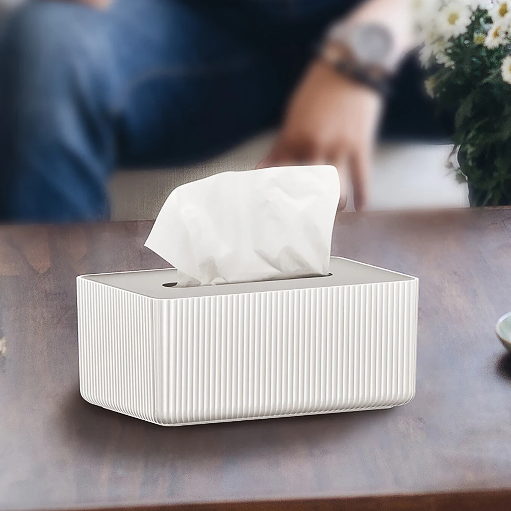 

1Pcs Tissue Box Premium Corrugated Design Lightweight Napkin Holder for Home Office Car Travel Paper Towel Storage Container