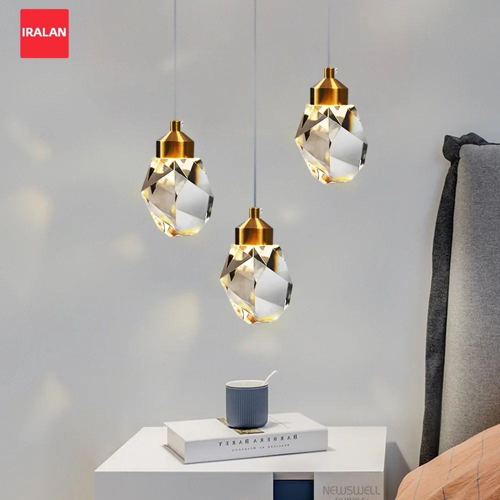 IRALAN K9 Pure Crystal Bedside Small Chandelier Light Lluxury Crystal Wall Lamp Corridor Ceiling Lamp Bar Decoration Noble Lamps