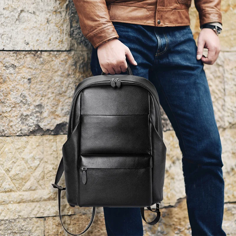 Retro Genuine Leather Men\'s Backpack Handmade Classic Schoolbag Sports Storage Leisure Backpack Laptop Day Bag Pack Large