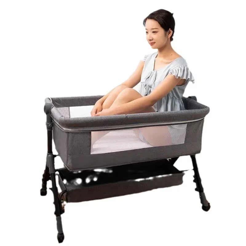 Customizable Baby Bed Crib Newborn Bed Side Rocking Bed Multi-function Mobile Folding Portable