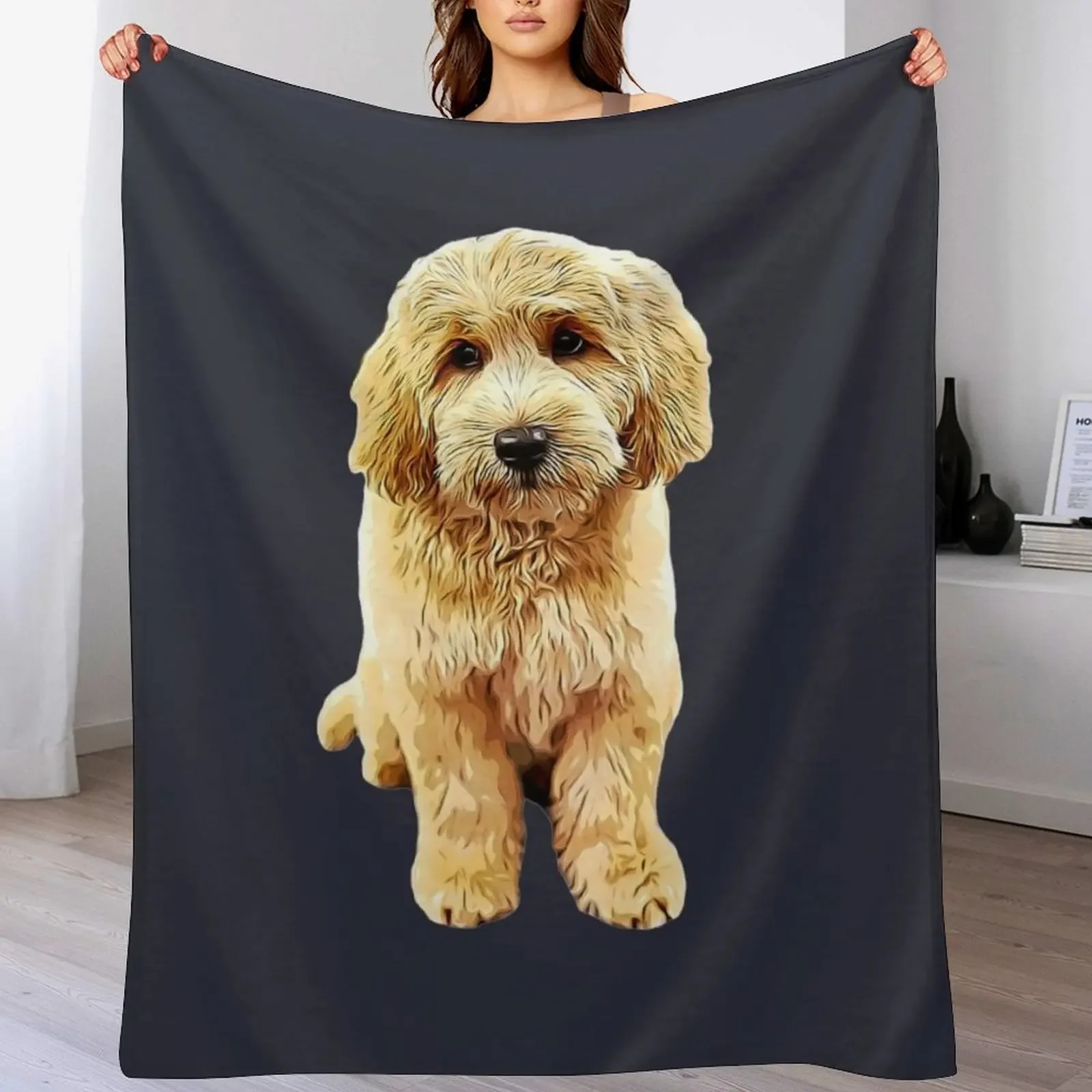 

Goldendoodle Cute Puppy Eyes! Throw Blanket Bed linens decorative Blankets