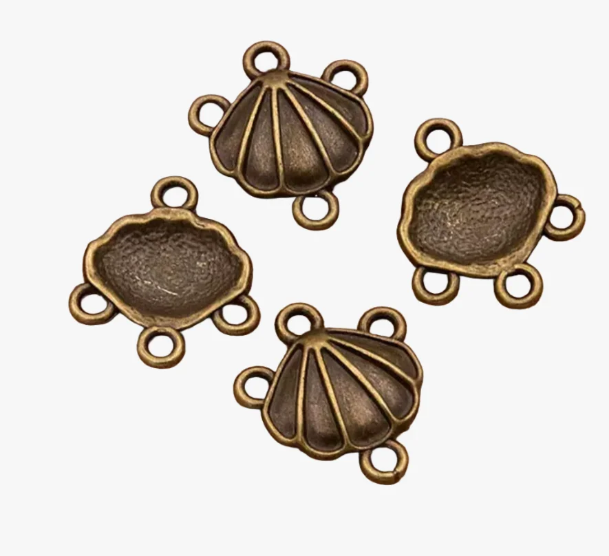 

25pcs 18*16mm Vintage shell design connector for handmade accessories Zinc alloy metal HWSY0131