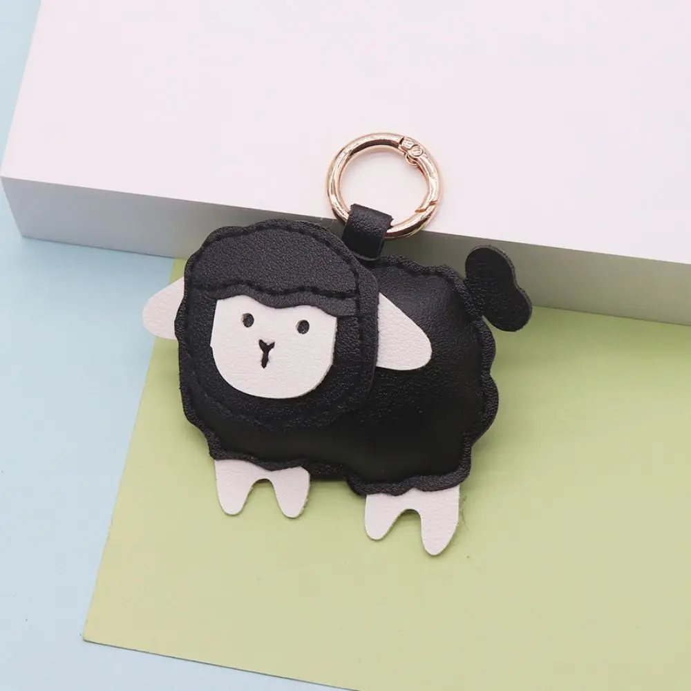 Cartoon PU Leather Sheep Keychain Leather Anti-Loss Strap Lamb Bag Charm Year of Goat Cute Year of the Sheep Mascot Bag Hanging