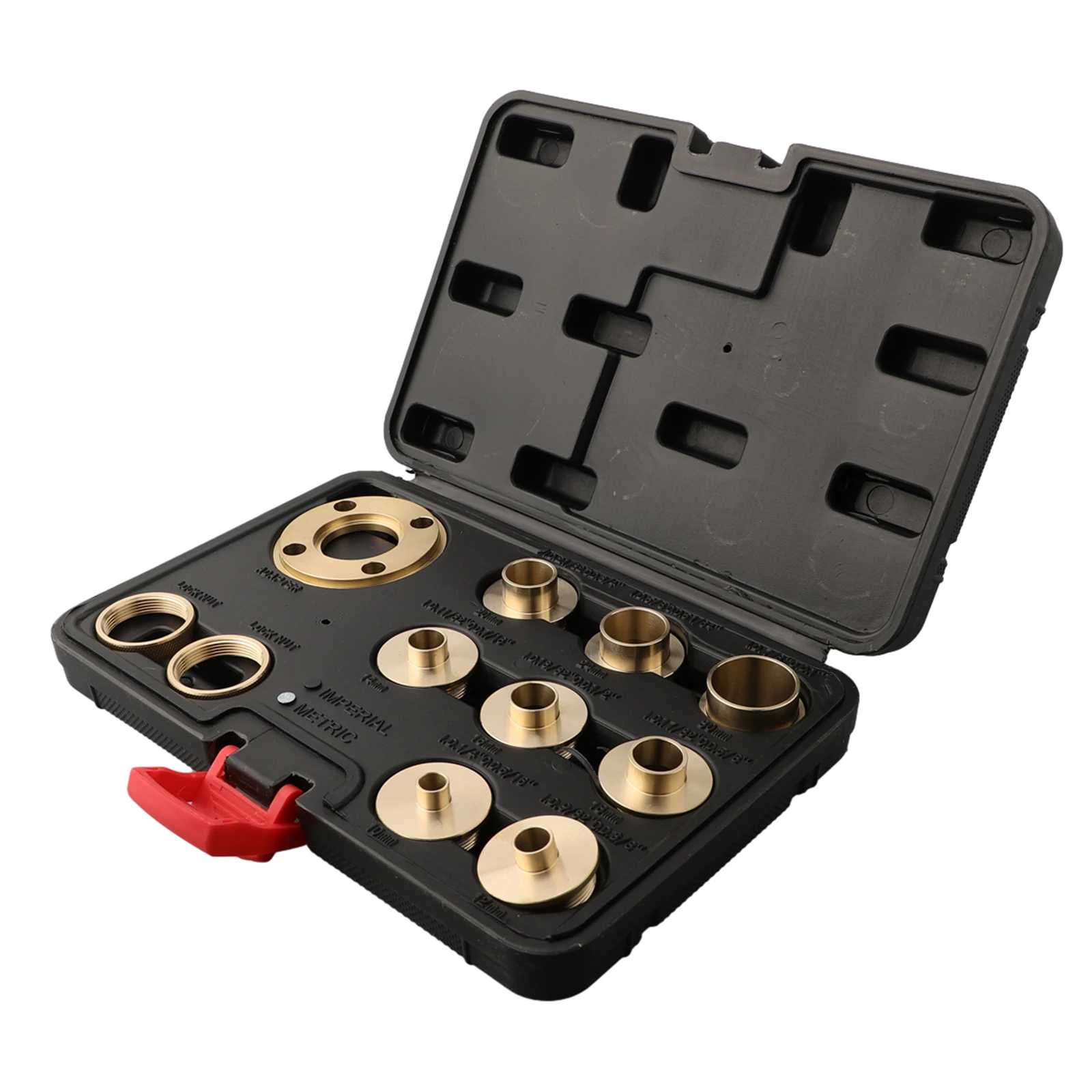 11PCS Brass Router Template Guide Kit With Lock Nut Adapter For Woodworking Dovetail Hinge Milling Stair Pattern Cutting Tools