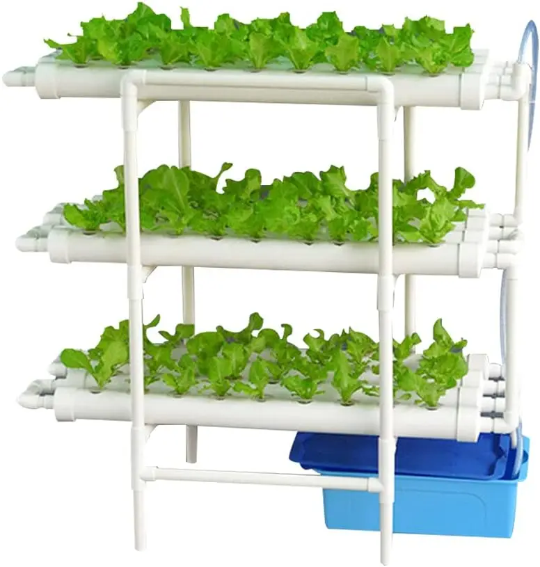 Kits de culture hydroponique 3 couches 108 langues système hydroponique de fleurs végétales Kit de culture d'outils pour légumes + tuyau hydroponique en PVC