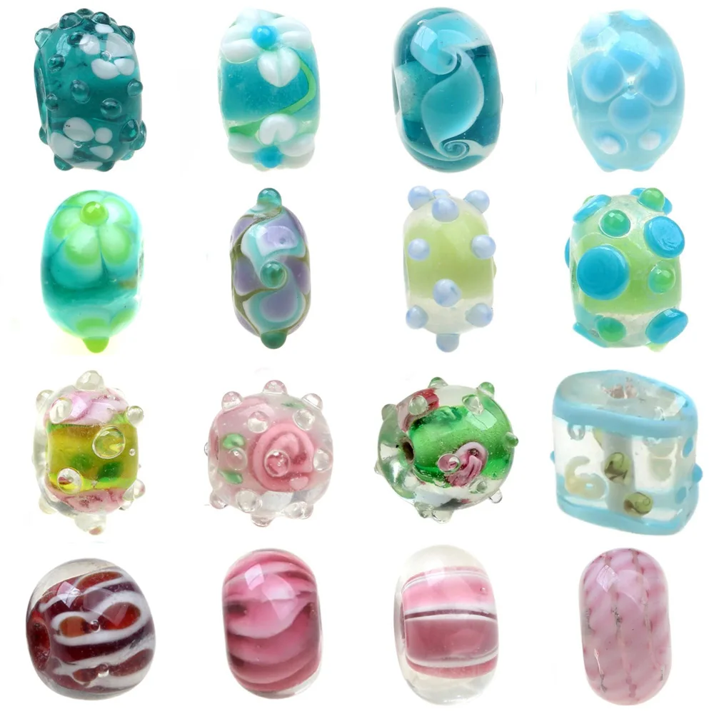 Crystal Transparent Flower Pure Handmade Lampwork Glass Beads For Crafts Charm Bracelets/Earring/Necklace DIY Jewelry Making