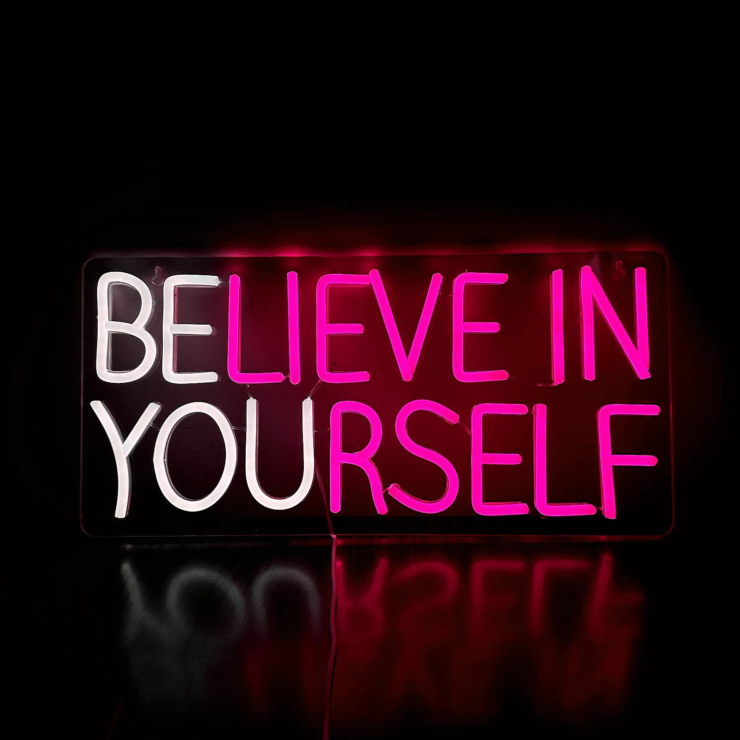 Imagem -03 - Neon Sign Led Letter Wall Decor Believe in Yourself Cor Faça Você Mesmo Decoração do Quarto Gamer Quarto Birthday Party Gift Chic Lâmpada