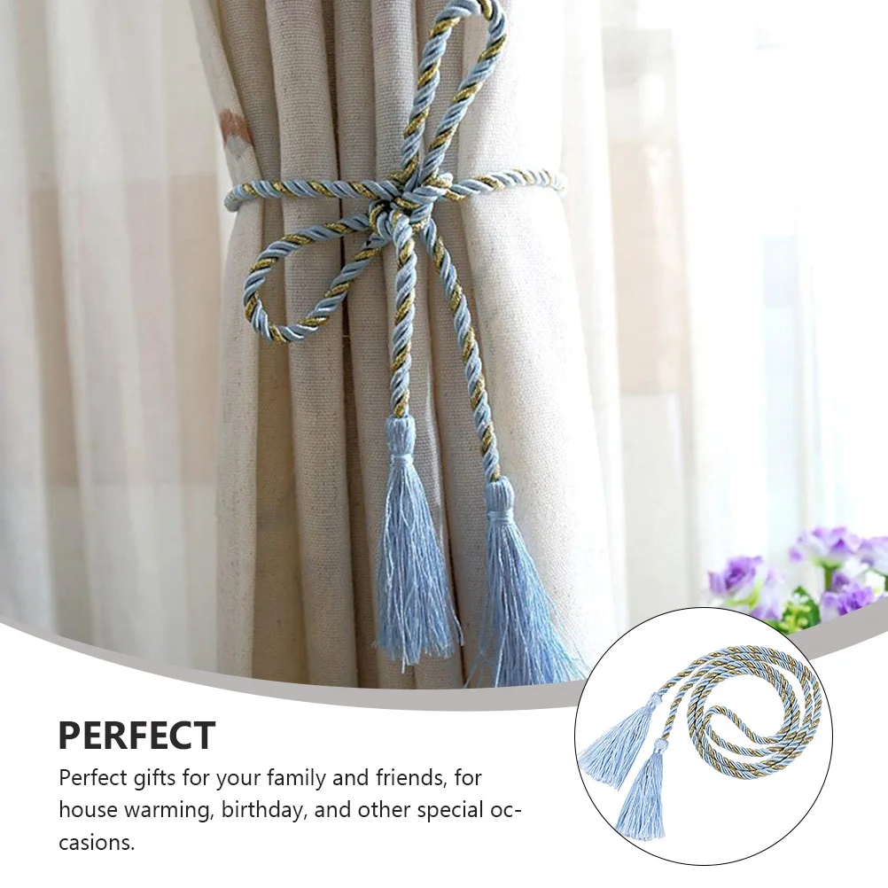 

2 Pcs Tie Rope Window Curtains Gold Cotton Tieback Ties