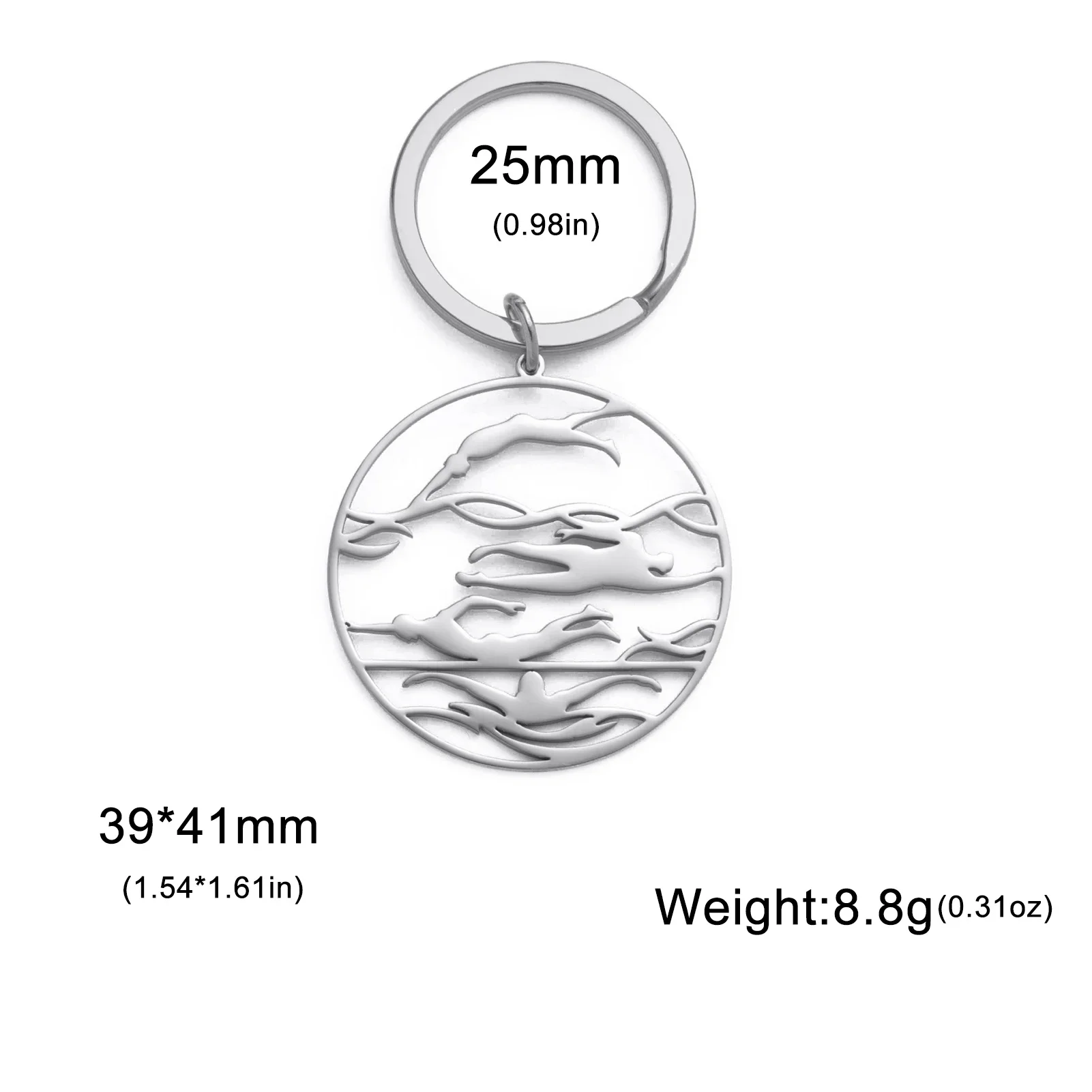 Skyrim Swim Keychain for Woman Man Butterfly Freestyle Swimmimg Stainless Steel Key Chain Ring Sports Pendant Jewelry Gift