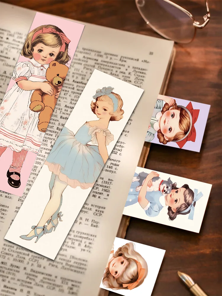 Imagem -03 - Little Girl Vintage Bookmark para Estudantes Livro de Arte para Crianças Etiqueta da Página de Leitura Cartões de Papelaria