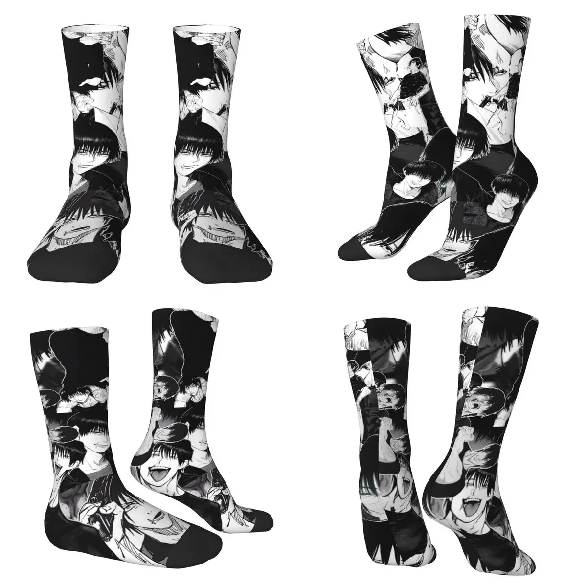 T-Toji Fushiguros Manga Knife Socks Harajuku High Quality Stockings All Season Long Socks for Unisex Valentine's Day Gifts