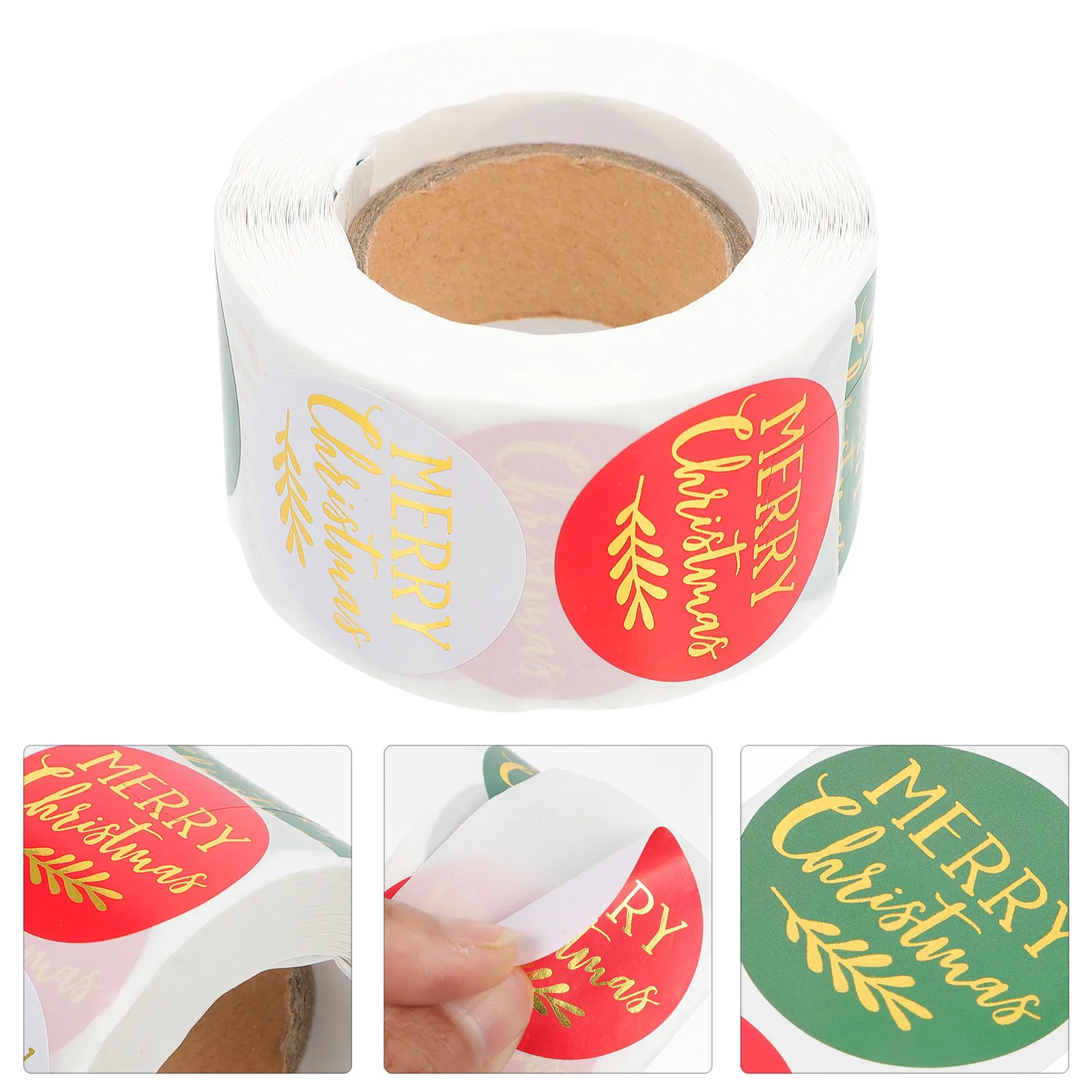 

Round Christmas Gift Label Stickers Xmas Present Tags Adhesive Envelop Labels for Invitations Welcome Bags Wrapping Paper Party