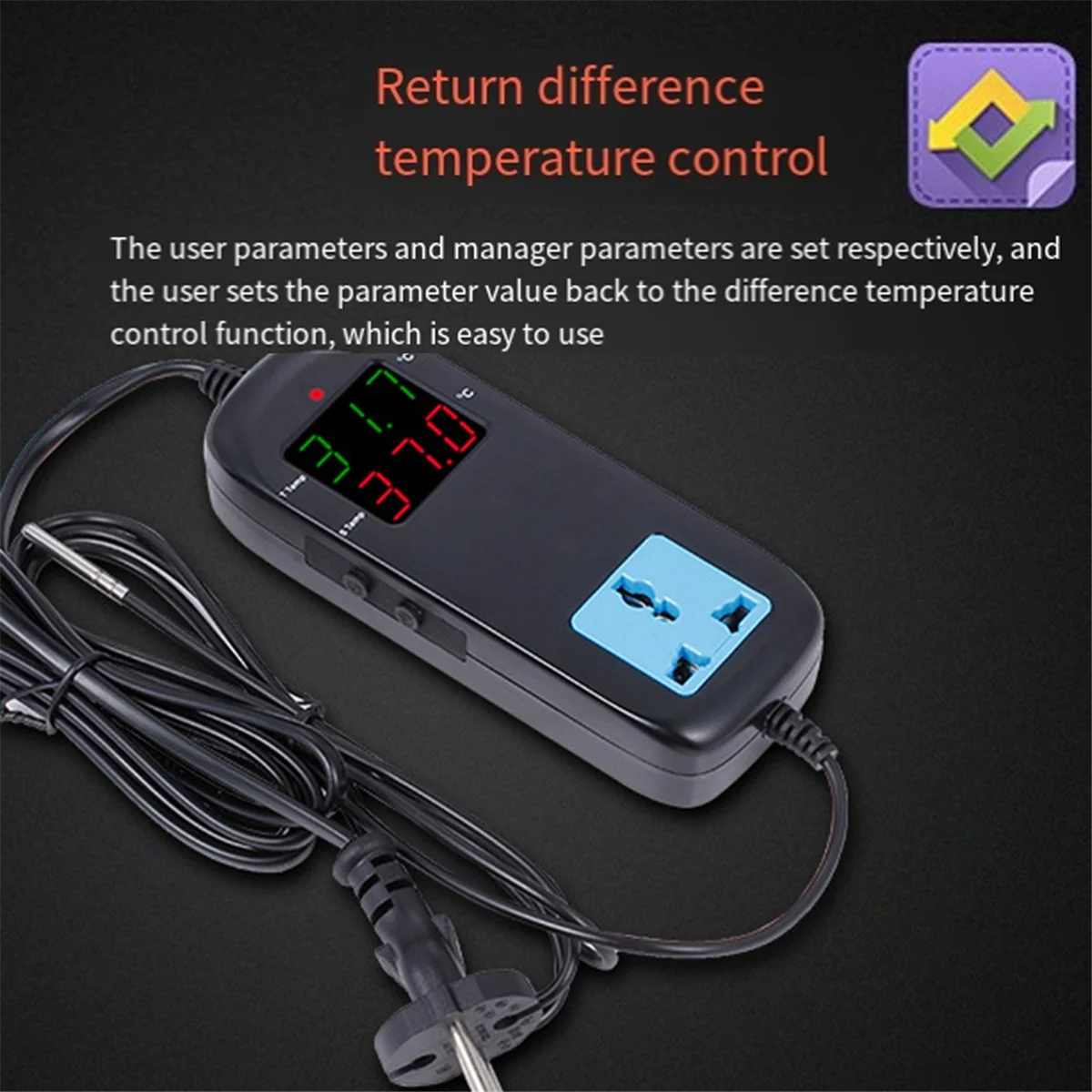 Digital Temperature Controller Build in Outlet 2200W 220V 10A Thermostat Controller for Reptile Freezer EU Plug