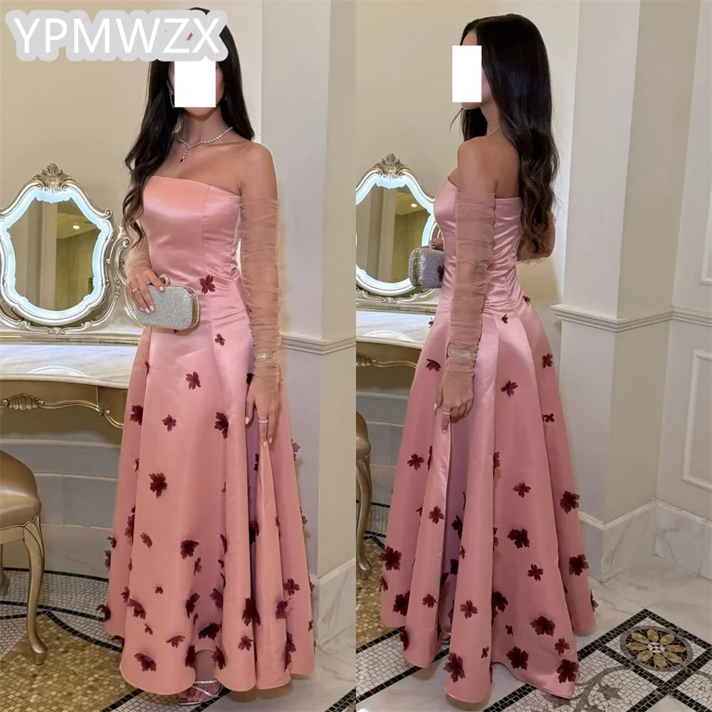 Customized YPMWZX Strapless  A-line Floor length Skirts Draped Bespoke Occasion Dresses