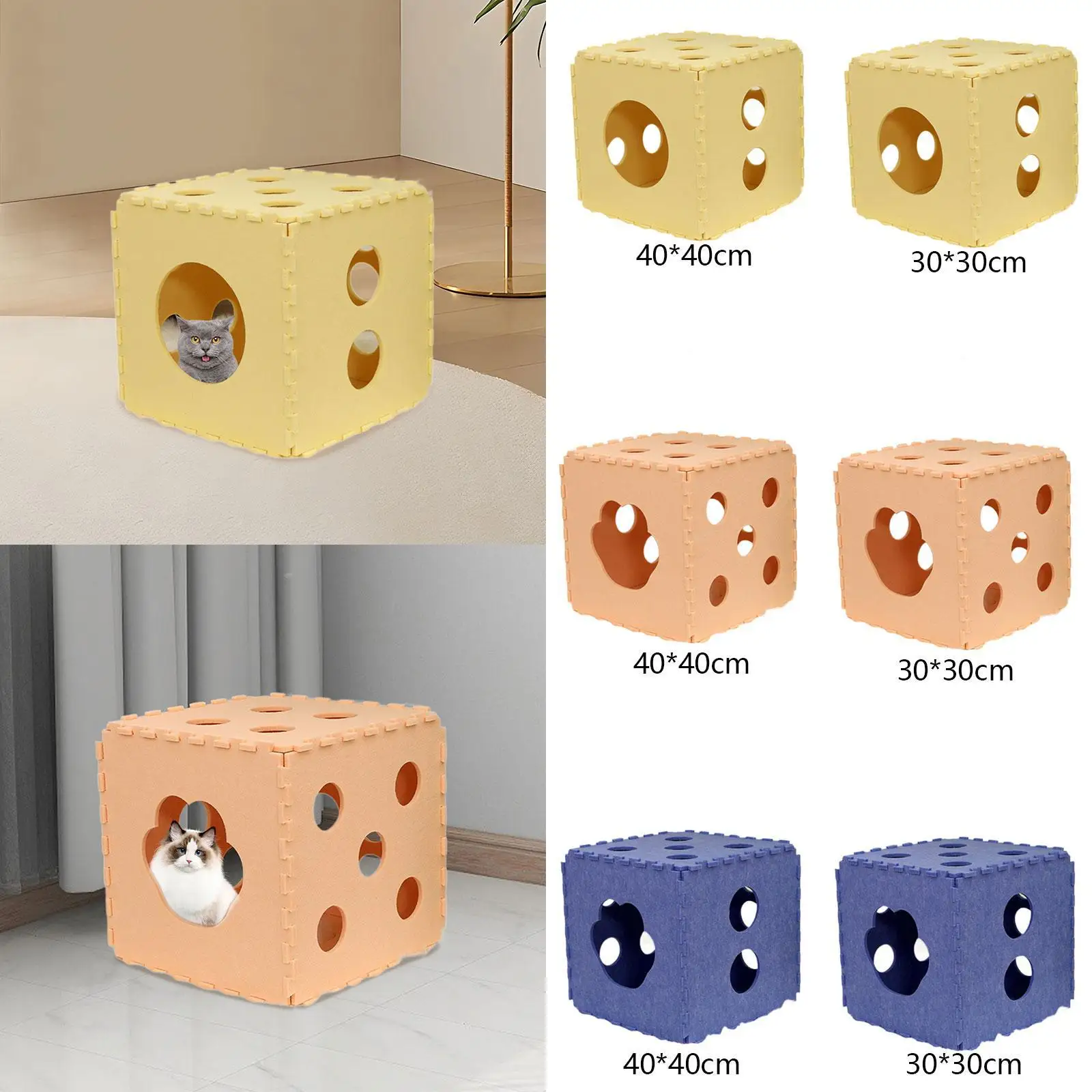 Cat Cave Cube Soft Scratch Resistant Autumn Winter Kennel Self Warming Cat House for Travelling Kitty Sleeping Indoor Cats Home