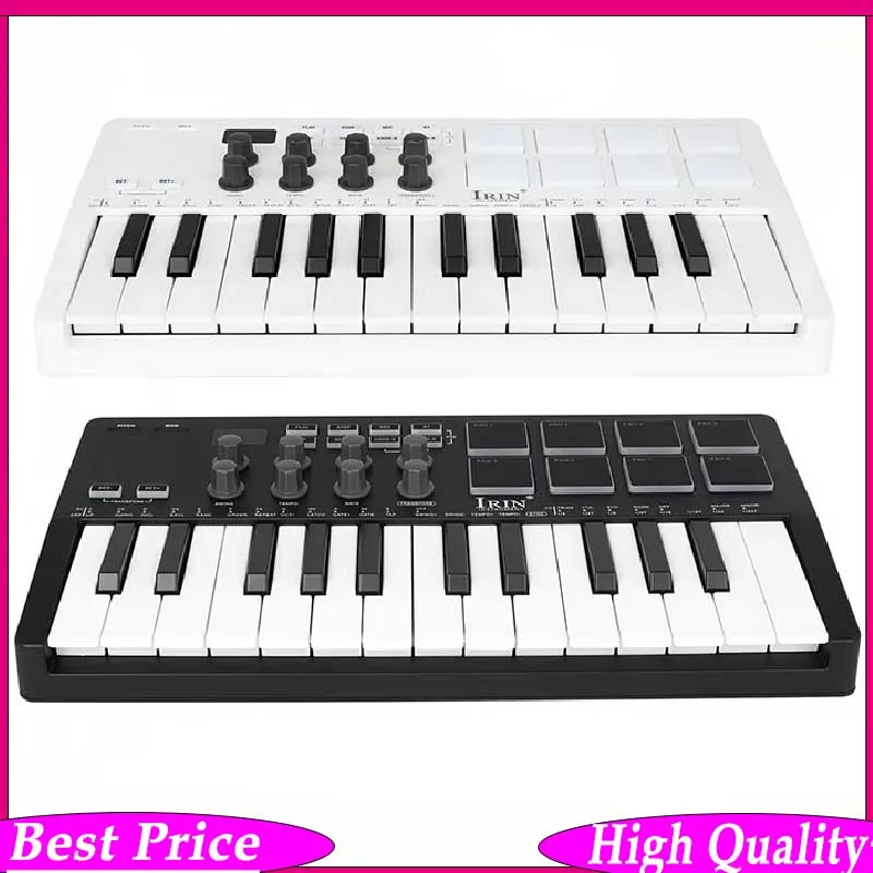 

IRIN SMK-25 MIDI Controller USB Keyboard MIDI Controller with 25 Velocity Sensitive Keys 8 RGB Backlit Pads 8 Knobs
