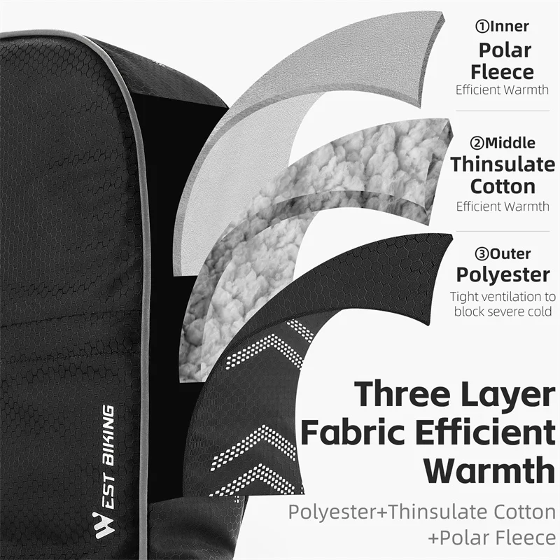 WEST BIKING-Mitaines thermiques coupe-vent pour guidon de vélo, mitaines de coulée de barre de vélo de route VTT, sourire isotpolaire, hiver,