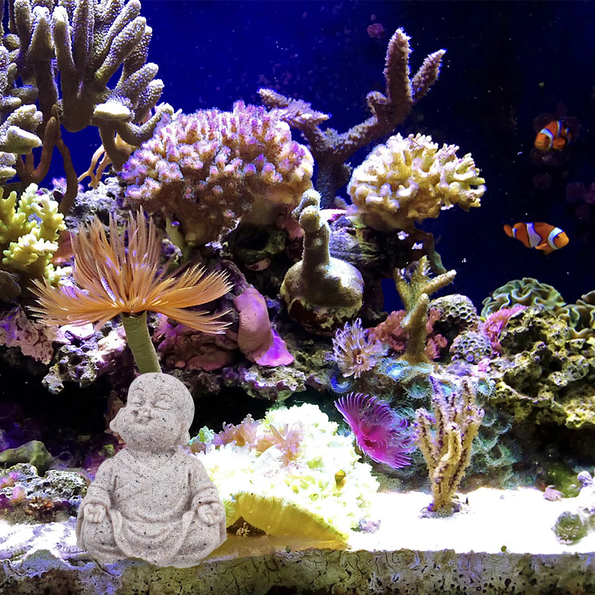 

Ornament Resin Ornaments Aquarium Sculpture Maitreya Buddha Statue Oriental Fish Tank Grey Crafts