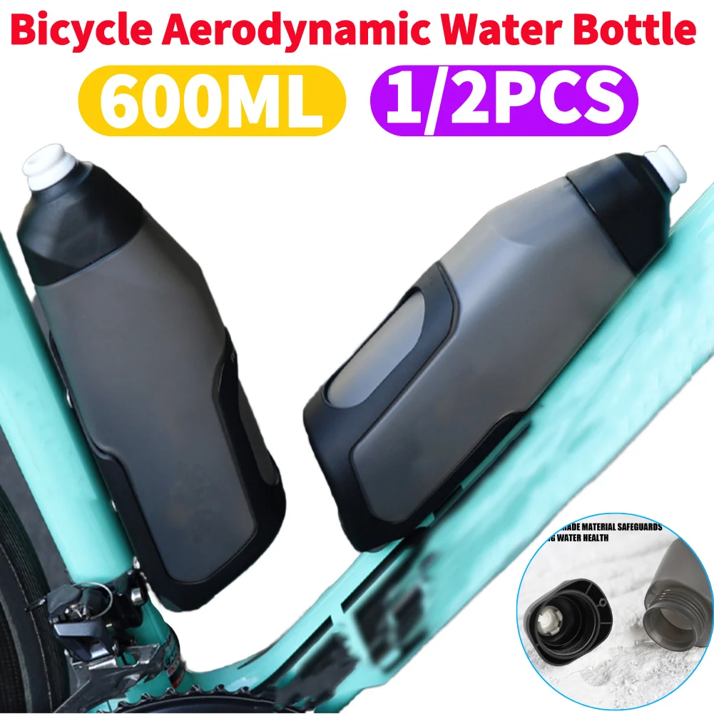 

1/2Pcs 600ML Bicycle Aerodynamic Water Bottle Bracket Set Bike Water Bottle MTB Road Bike Frame Down Tube Riding Water Kettle