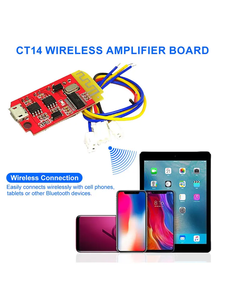 CT14 Micro 4.2 Power Amp Board 5VF 5W+5W Bluetooth-Compatible Digital Audio Amplifier Module for DIY Sound Box Speaker Refitting