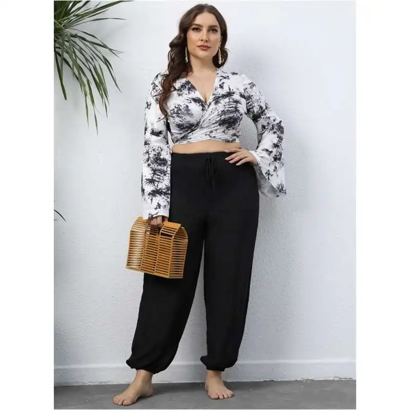 Pantaloni Faion casual da donna taglie forti Pantaloni lanterna Street Sle Ricamo riflettente Vita l Cotone Primavera sottile