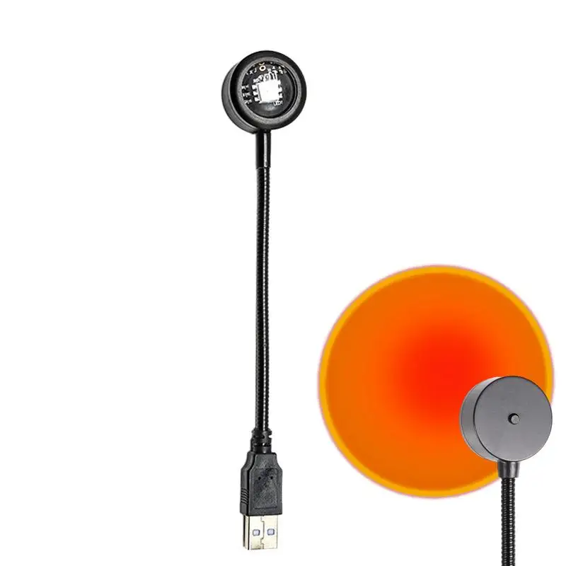 

Sunset Lamp Multiple Colors Sunlight Lamp USB Charging Sunset Lamp With 7 Colors 360 Degree Rotation Lamp With Push Button Plug