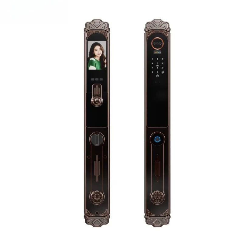 

Wooden door smart lock with fingerprint access to aluminum alloy wi-fi Tuya application control cloud storage