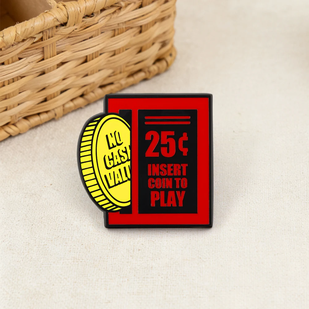 Retro-Arcade-Spiel Münzschlitz-Emaille-Brosche 25 Cent - Münze Einwerfen Zum Spielen Ohne Geldwert Spieler-Abzeichen Einzigartiger Spielthemen-Accessoire – Detail 8