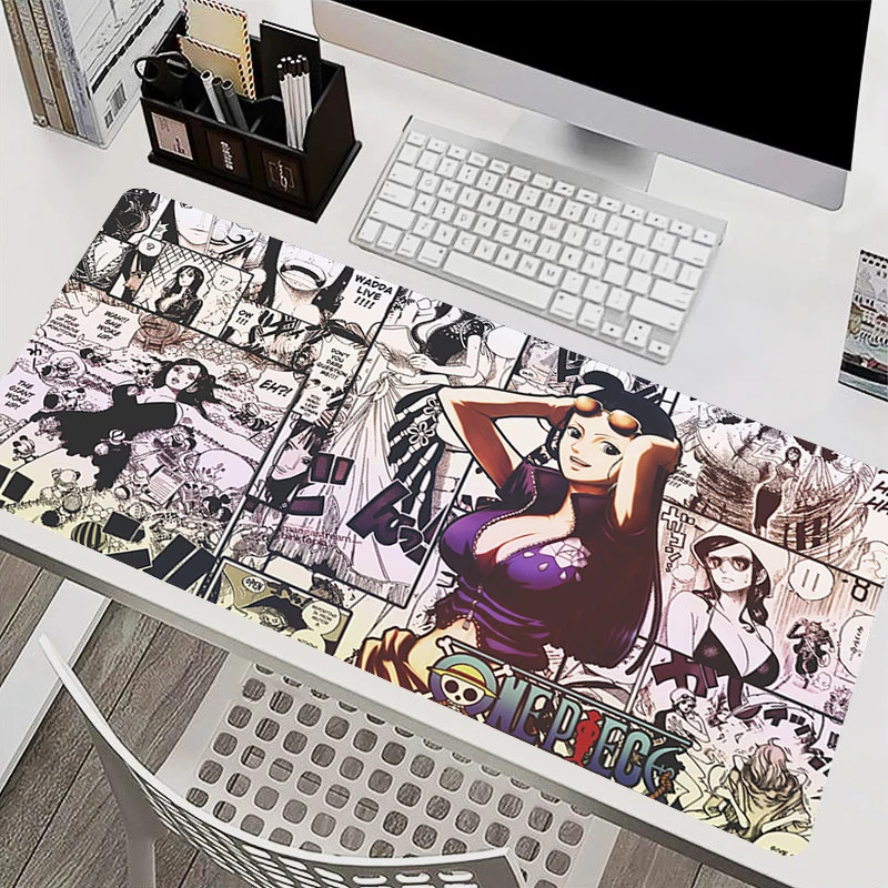 Mousepad portátil mouse pad acessórios de escritório pc teclado almofada de borracha copo macio tapete grande uma peça nico robin tapete de mesa