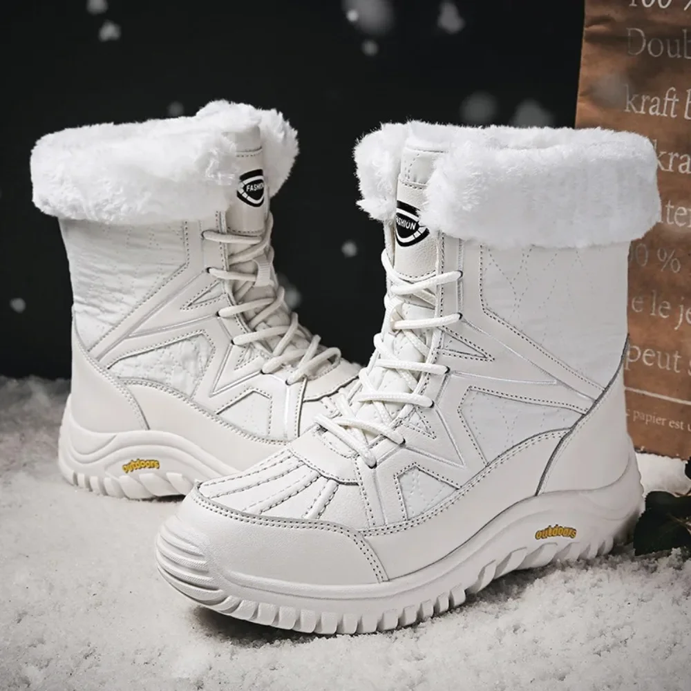 

Women Winter Boots with Thick Fur Non-slip Waterproof Winter Snow Boots Mid-calf Women Platform Winter Cotton Boots Botas Mujer