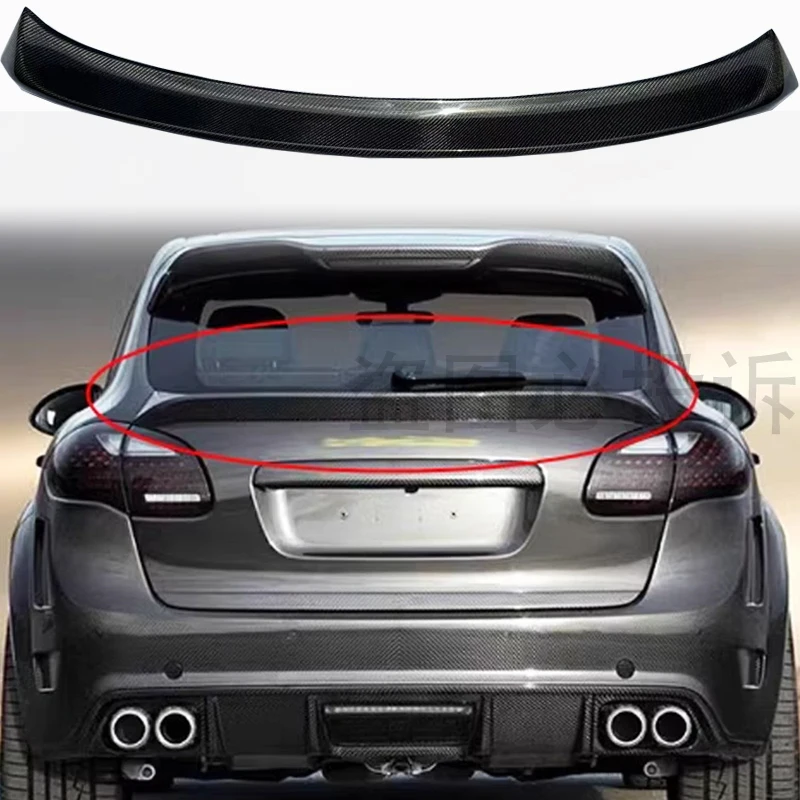 Suitable for Porsche Cayenne 958 2011-2014 True Carbon Fiber/FRP Black Middle Wing Rear Wing Luggage Lip Top Spoiler Auto Parts