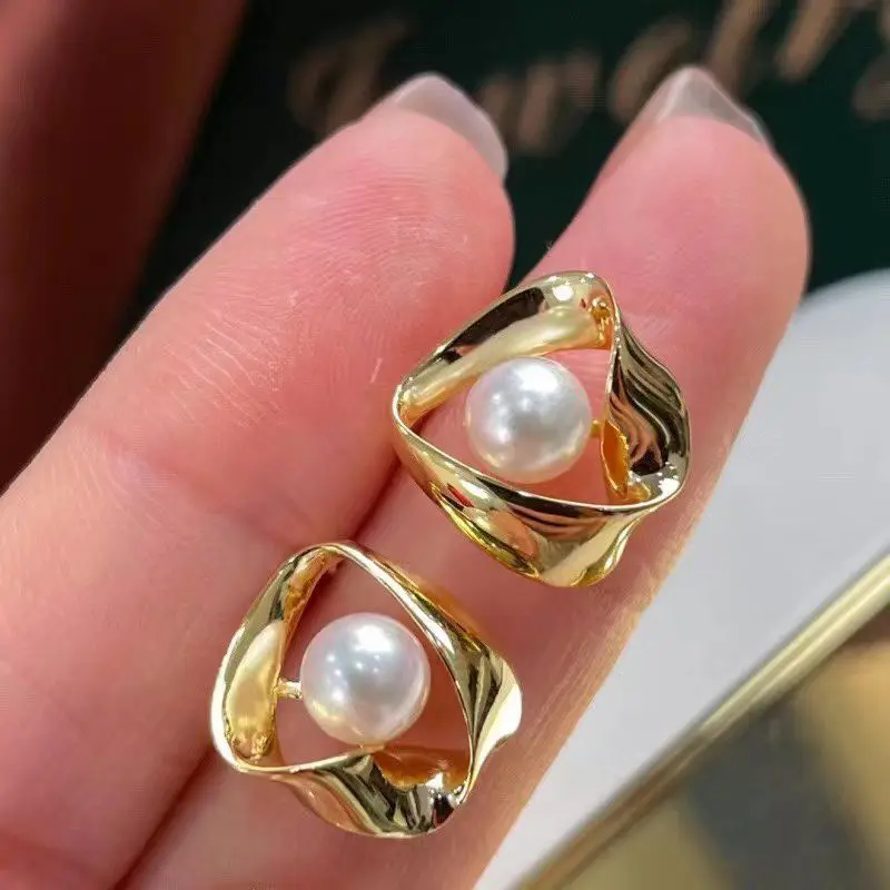 

Оптовая продажа, серьги из стерлингового серебра S925, фурнитура для крепления, базовые монтажные детали, аксессуар для жемчуга 7-8 мм, 5 пар/лот