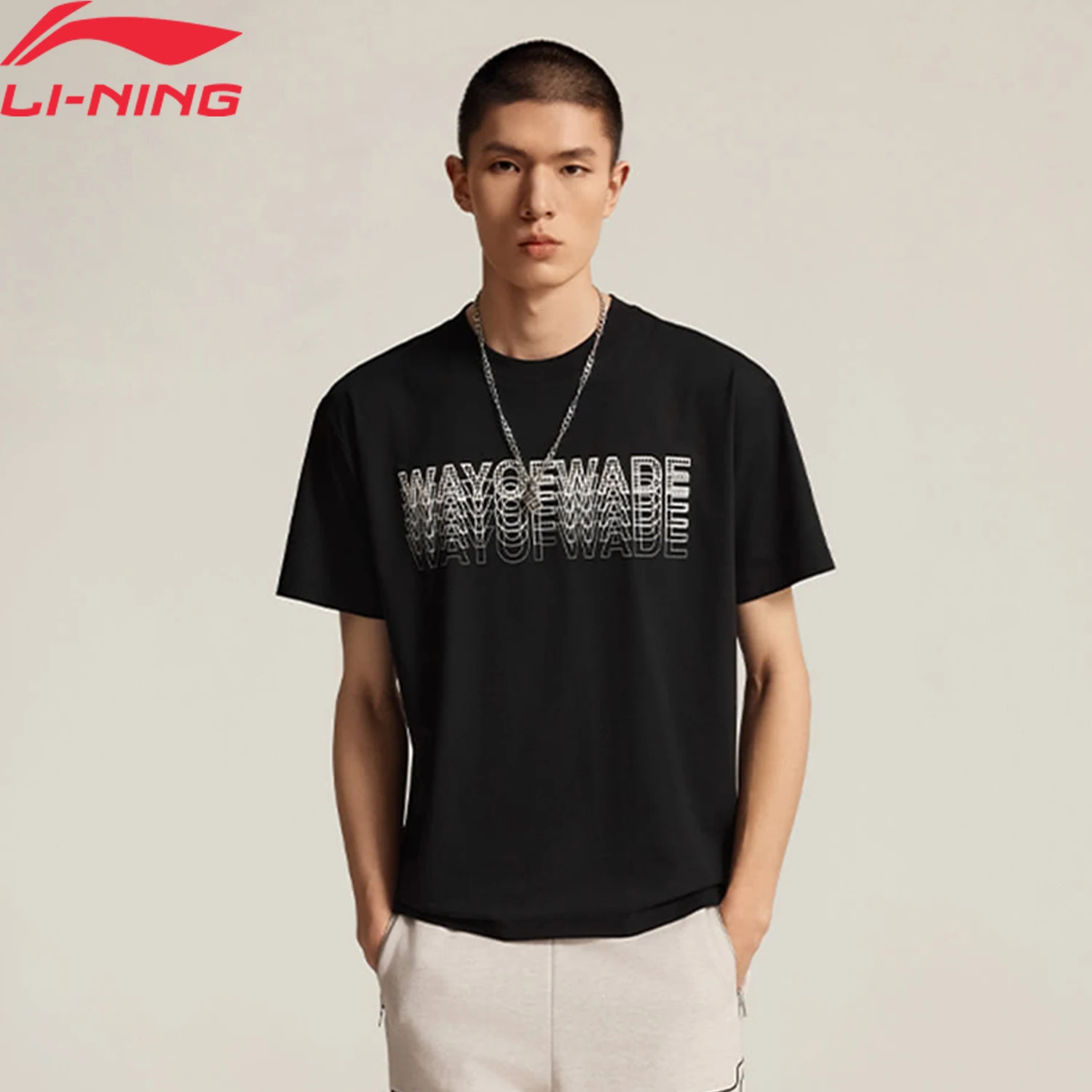 Li-Ning Men's Wade T-shirt AT DRY FREEZE 64%Cotton 36%Polyester Regular Fit Crew Neck LiNing Sports Pullover AHSV015