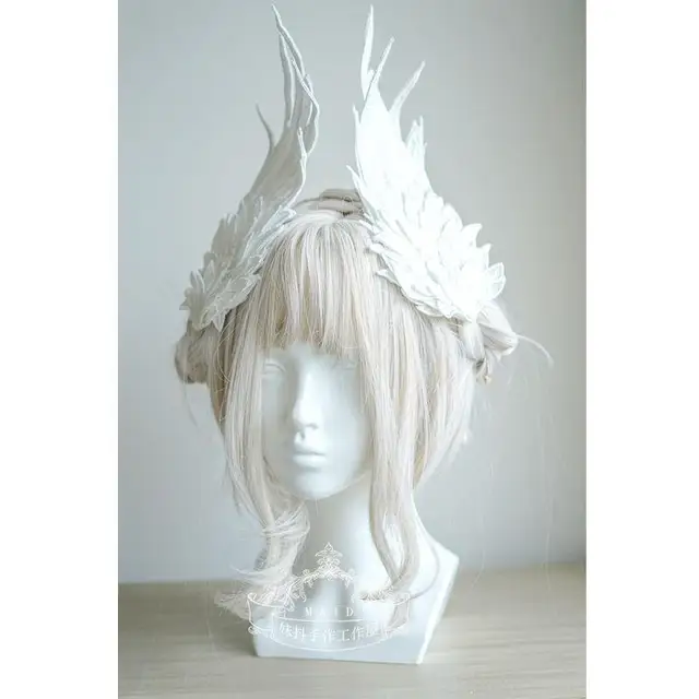 Lolita Nakrycie głowy Angel Wings Feather Black White Party Performance Style gothic lolita Wing Hair Ornament