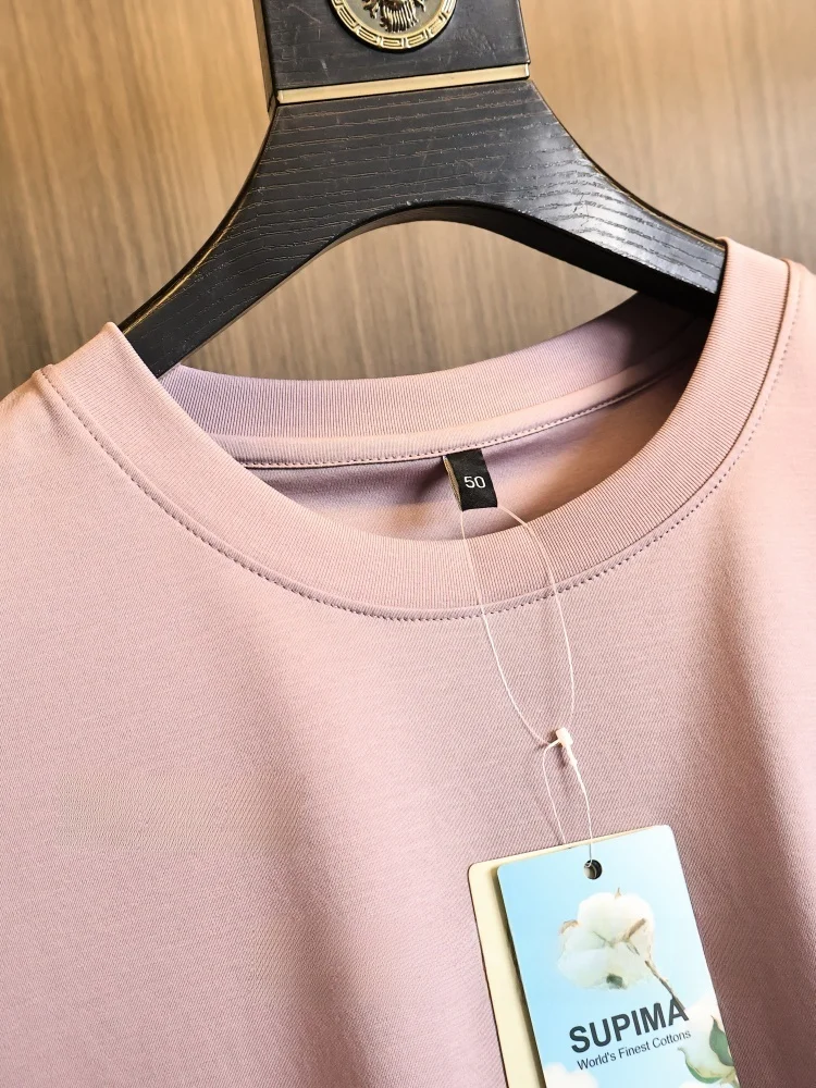 Cooling Sensation round Neck Short Sleeve T-Shirt Men's Cotton SUPIMA Liquid Ammonia Process Fashionable  Color Summer Top