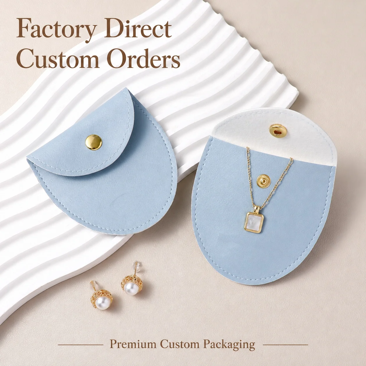 Earring Storage Pouch Snap-Button Jewelry Storage Pouch Necklace Storage Pouch Pu Leather For Wedding Favors Holiday Gift