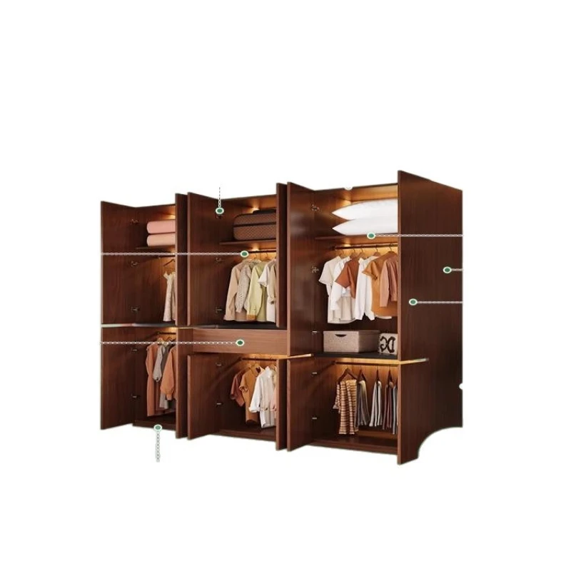 Oak Segmented Wardrobes Mid-style Storage Bedroom Thickened Wardrobes Finished Product HomeFurniture Шкафы Для Одежды ZY40YG