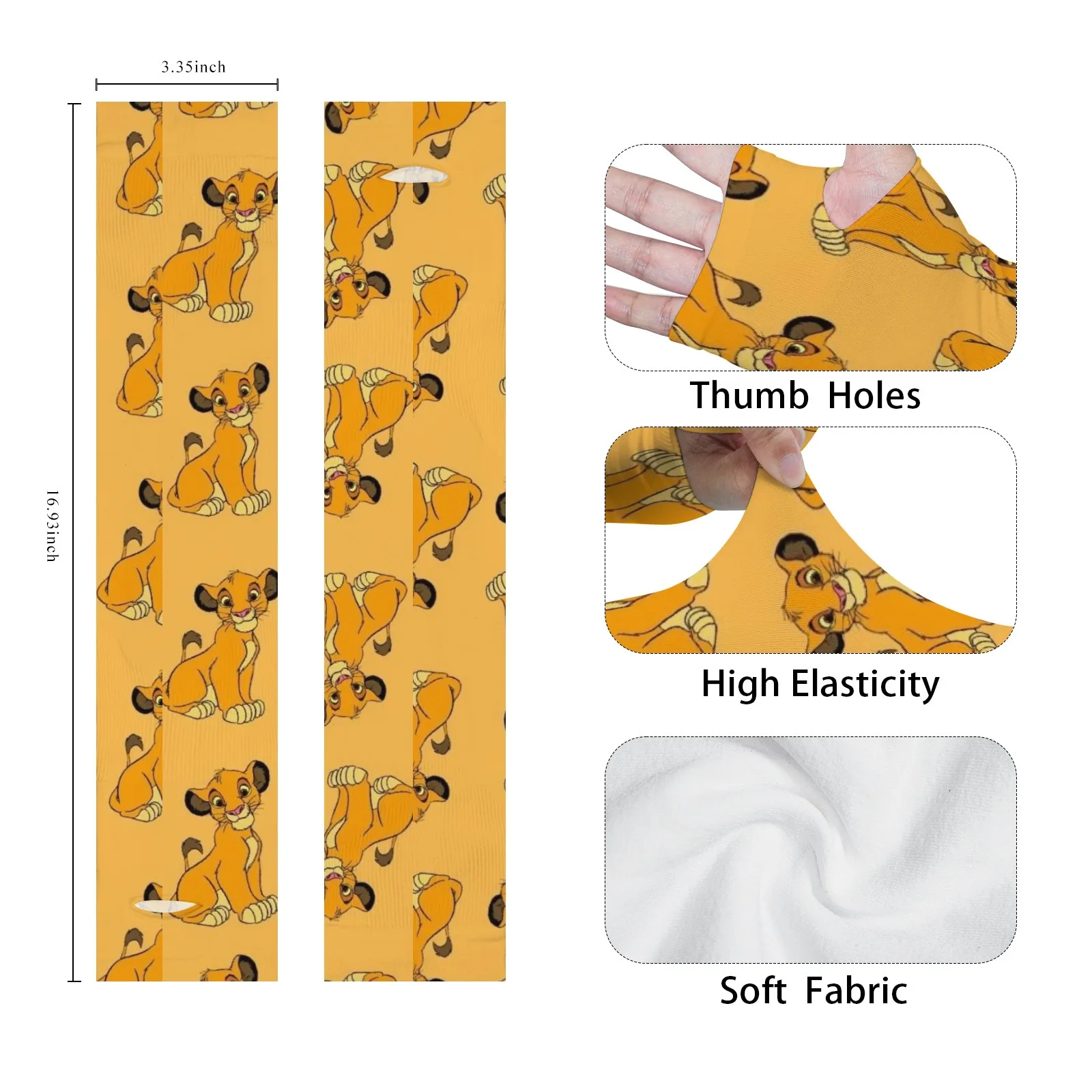 ปลอกแขนทําสวนพิมพ์ลาย Lion King Simba ที่แปลกใหม่ - การป้องกันแสงแดด น้ําหนักเบาและระบายอากาศได้สําหรับการปลูกกลางแจ้ง