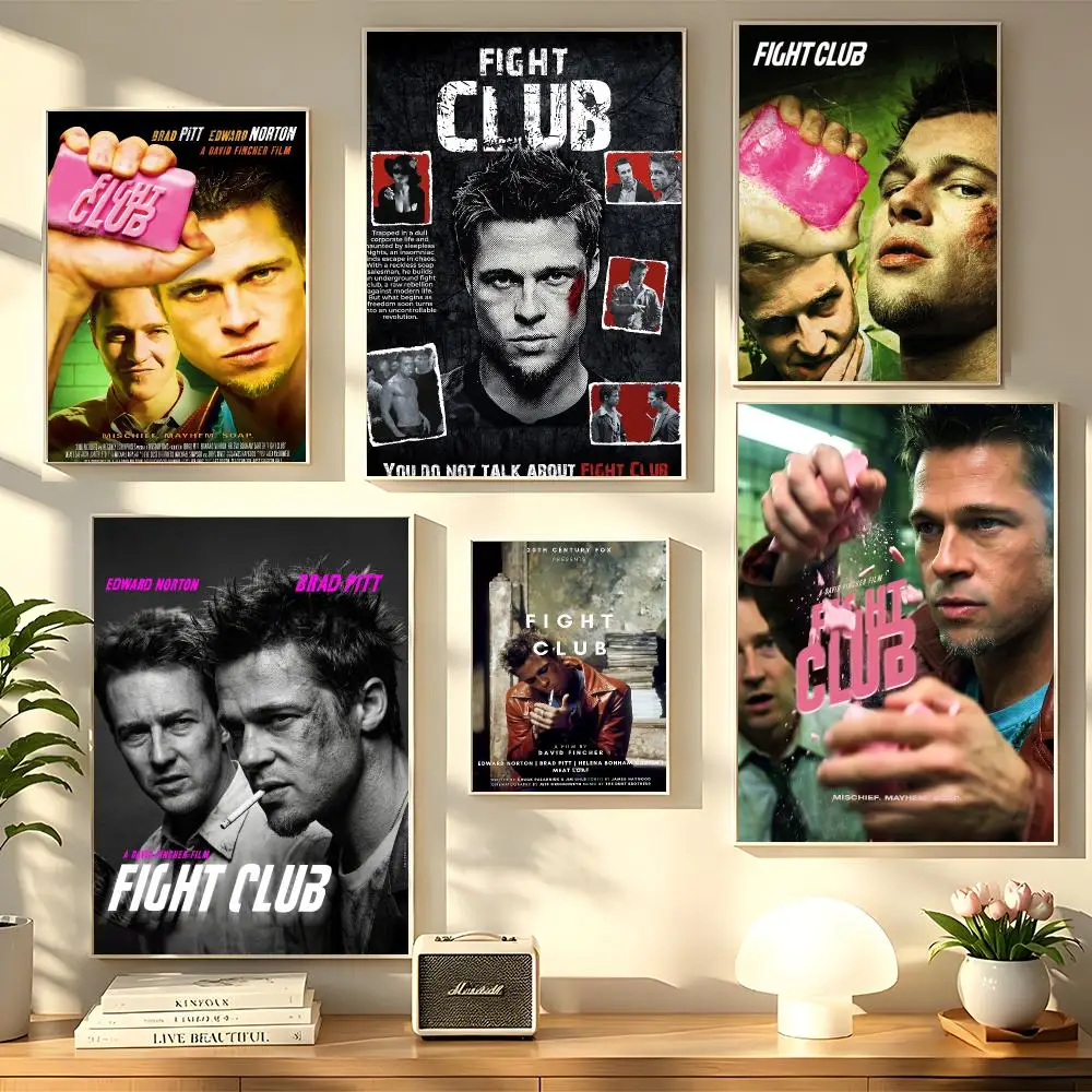 Classic Films F-Fight Club Poster Decorative Wall Sticker Mural Photo Print for Bedroom Living Room Hallway Home Decor Gift