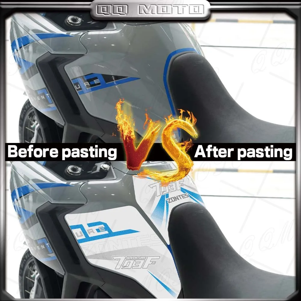 ل Zontes 703F F703 703 F مغامرة 2024 دراجة نارية سميكة متجمد خزان الوقود عدة ملصق بطانة حماية الشارات المضادة للخدش