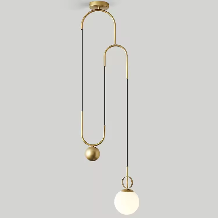 Modern Golden Glass Ball Pendant Lamps Fixture Luminaire Lift Hanging Lights Bedroom Decoration Lighting Bedside Living Room