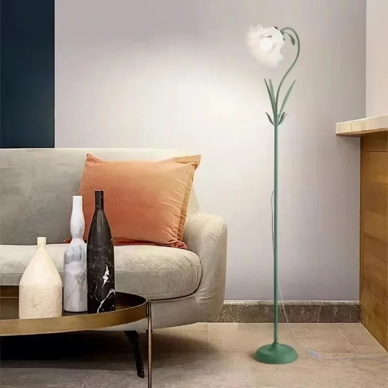 E27 Flower Design Led Floor Lamps for Living Room Sofa Corner Standing Lamp Bedroom Remote Control Dim Bedside Lamp Home Decor