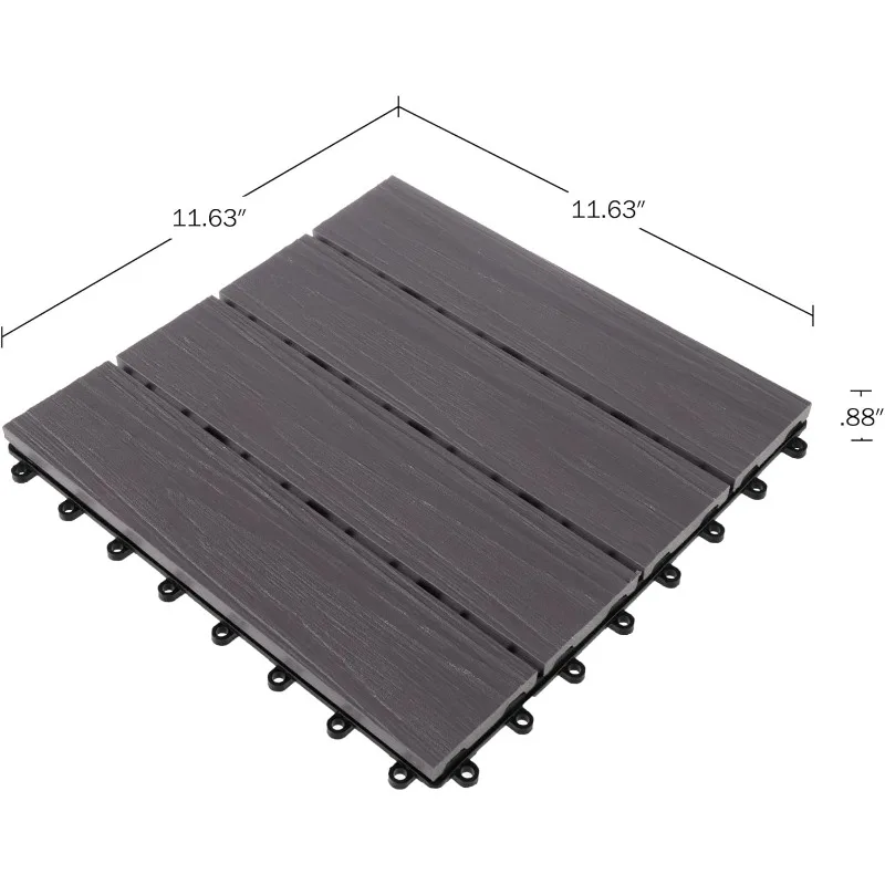 50-LG1266-5 30-Pack Wood Composite Decking Tiles, Gray Woodgrain, 30 Count