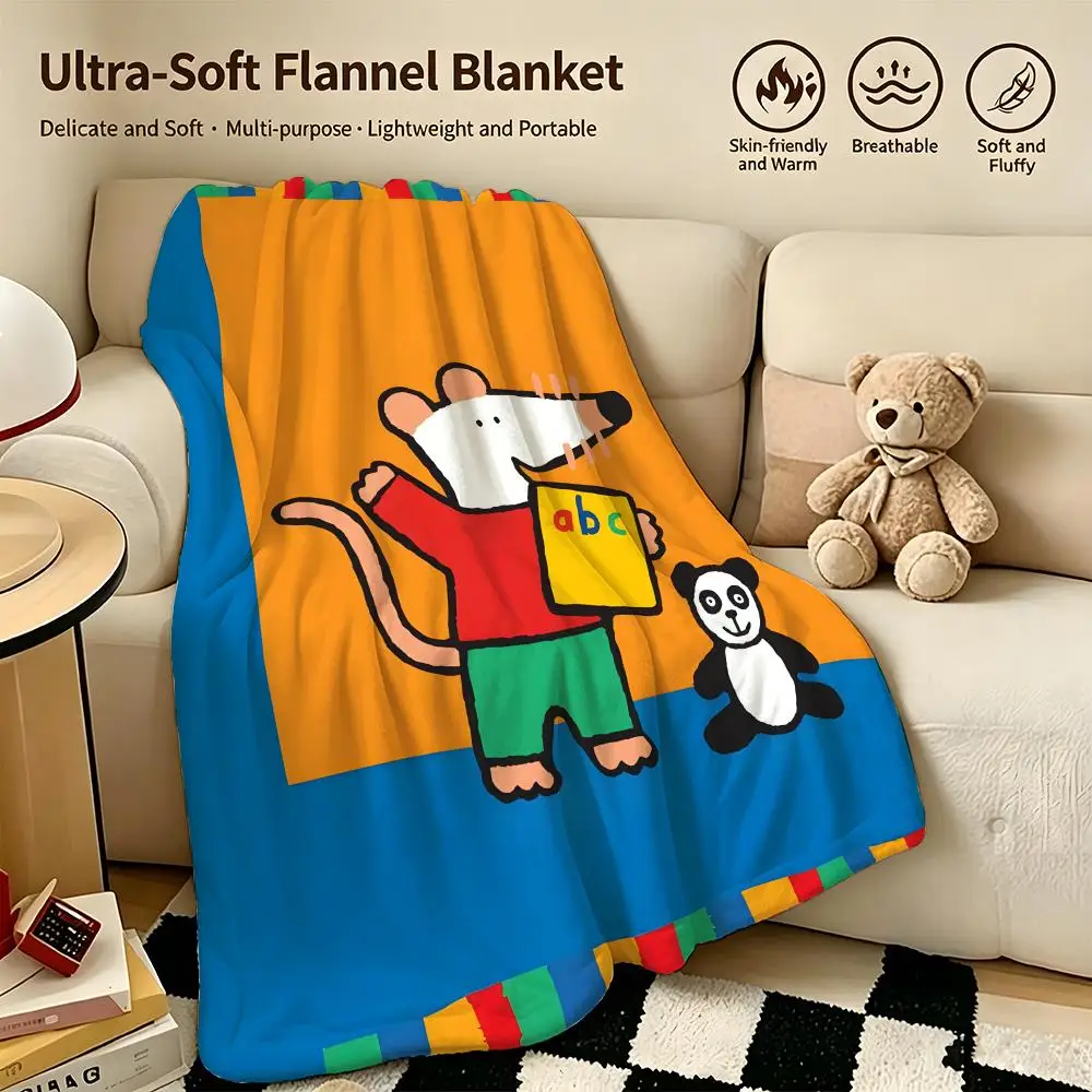 cartoon M-Maisy Mouse-e Throw Warm Soft Flannel Blanket, Multi-use for Sofa Bed Camping Travel Nap