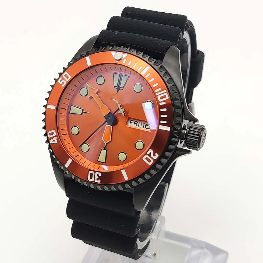 New Orange Casual Sport Men\'s Mechanical Watch Business NH35 Sapphire Watch Men\'s PVD Black Stainless Steel Waterproof Clock