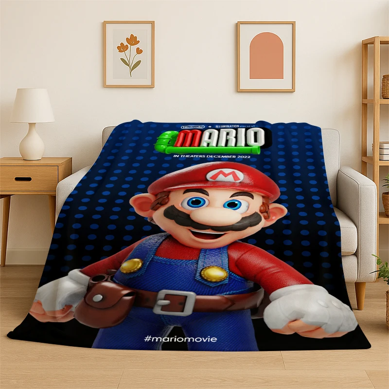 HD Cute Cartoon M-Mario Game Flannel Throw Blanket,Warm Cozy Blanket for Bed,Sofa,Couch,Bedroom,Living Room,Office,Camping Gift