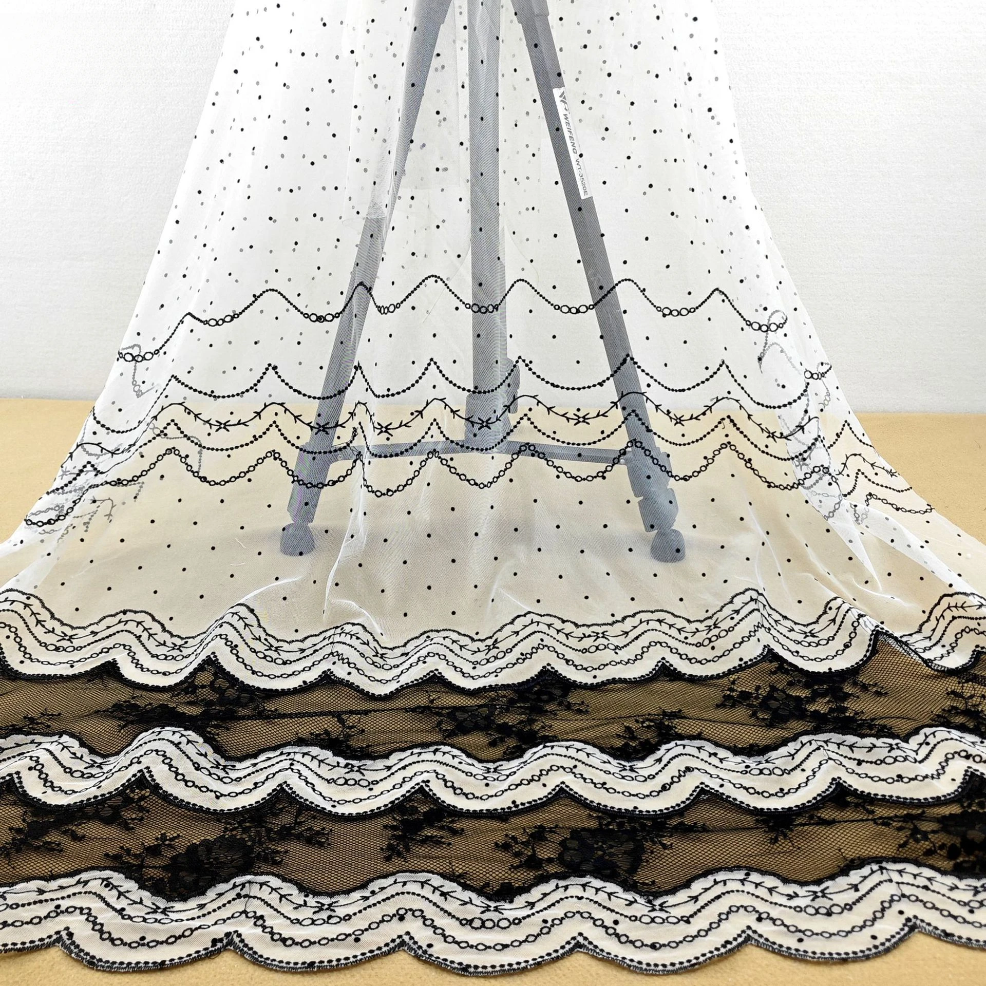 New Lolita Clothing Fashion Dress Fabric Brand Wave Lace Embroidery Unilateral Positioning Mesh High Quality Fabric